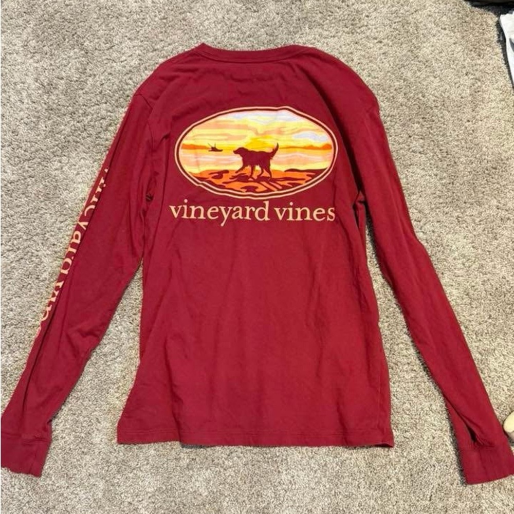 Vineyard Vines Men's Burgundy Long Sleeve Tee